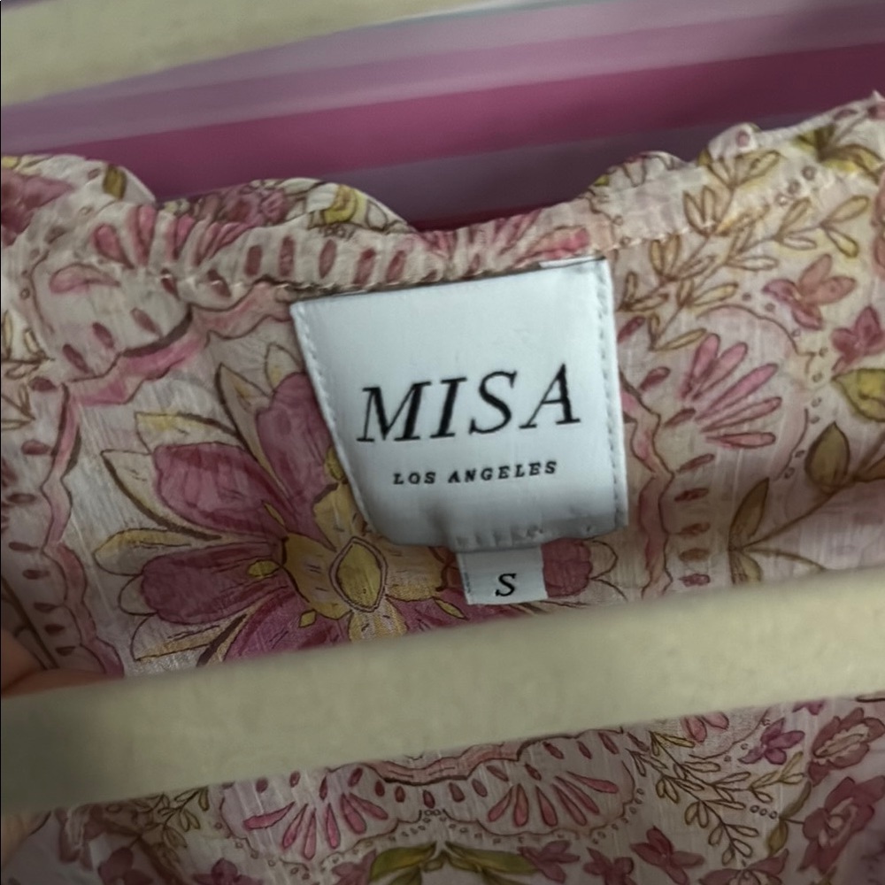 MISA Los Angeles Floral Ruffle Mini Dress in Pink - Picture 2 of 5